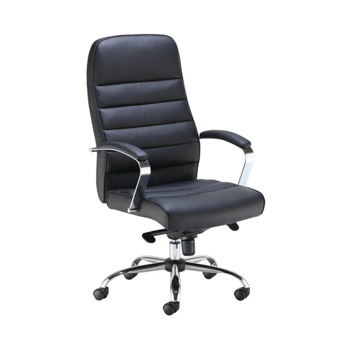 Jemini Ares High Back Executive Chair 690x690x1145-1200mm Leather Look Black Kf71521