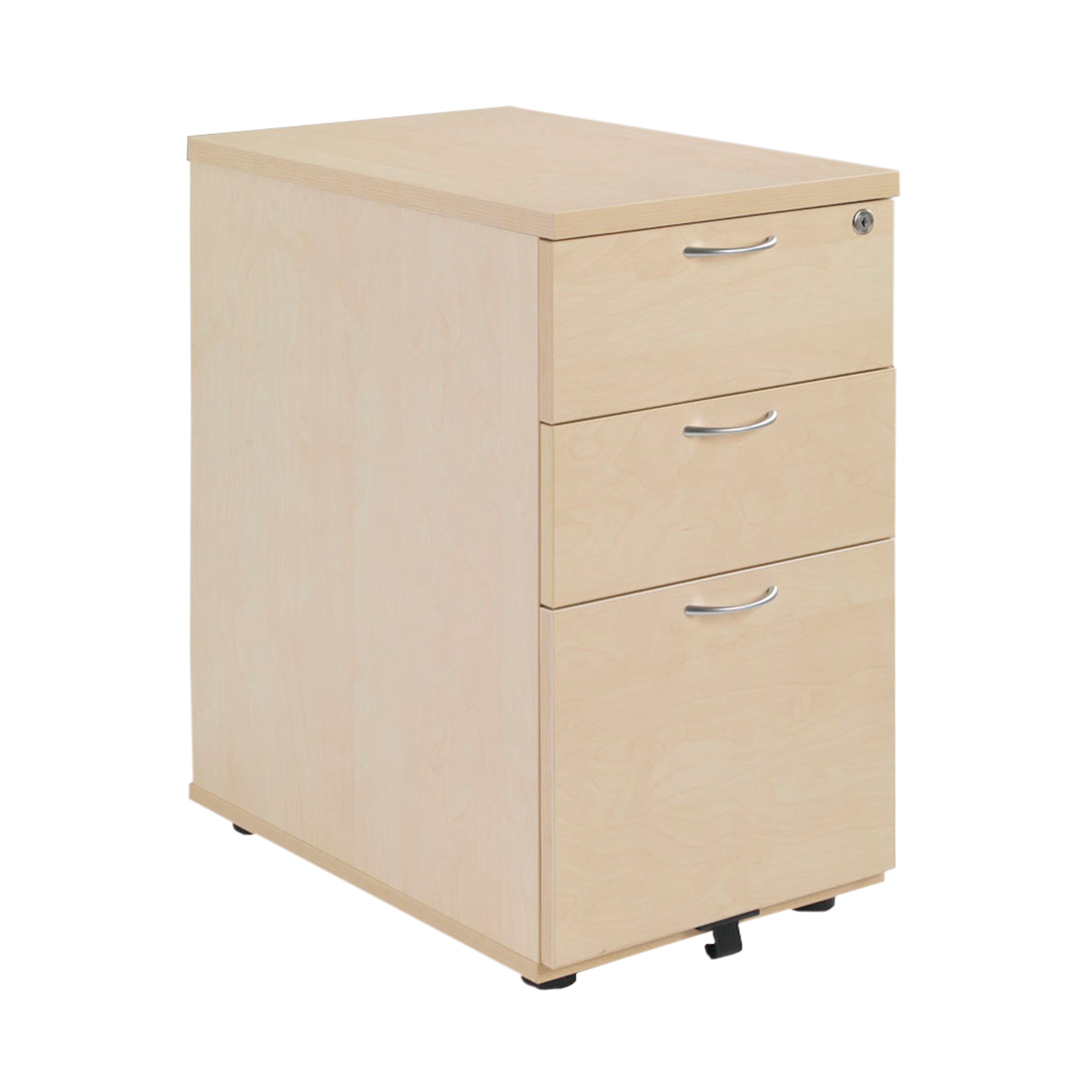 Jemini 3 Drawer Desk High Pedestal 404x800x730mm Maple Kf72074