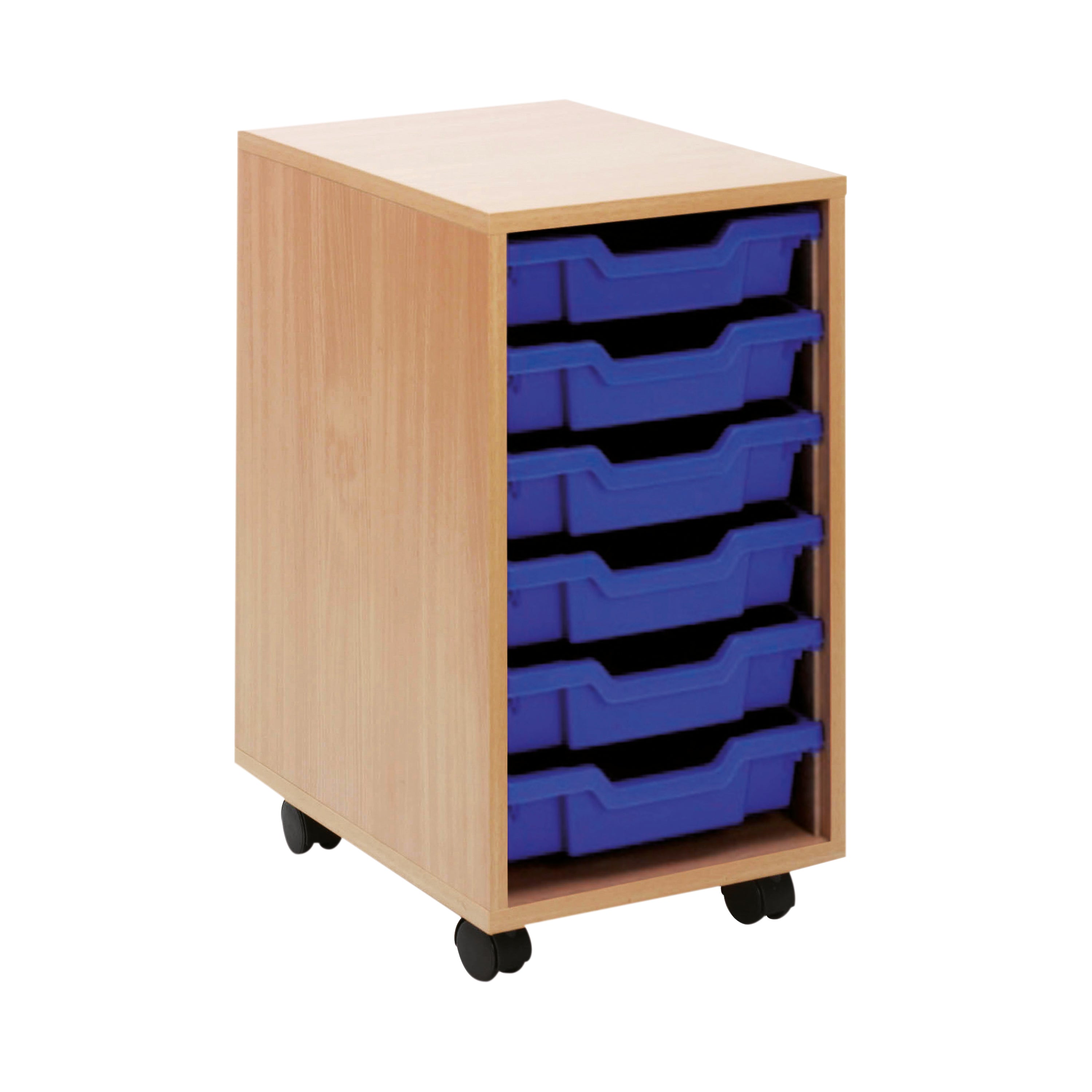 Jemini Mobile Storage Unit 6 Tray 370x495x650mm Beech Kf72338