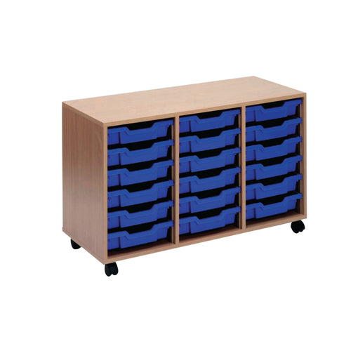 Jemini Mobile Storage Unit 18 Tray 1030x495x650mm Beech Kf72340