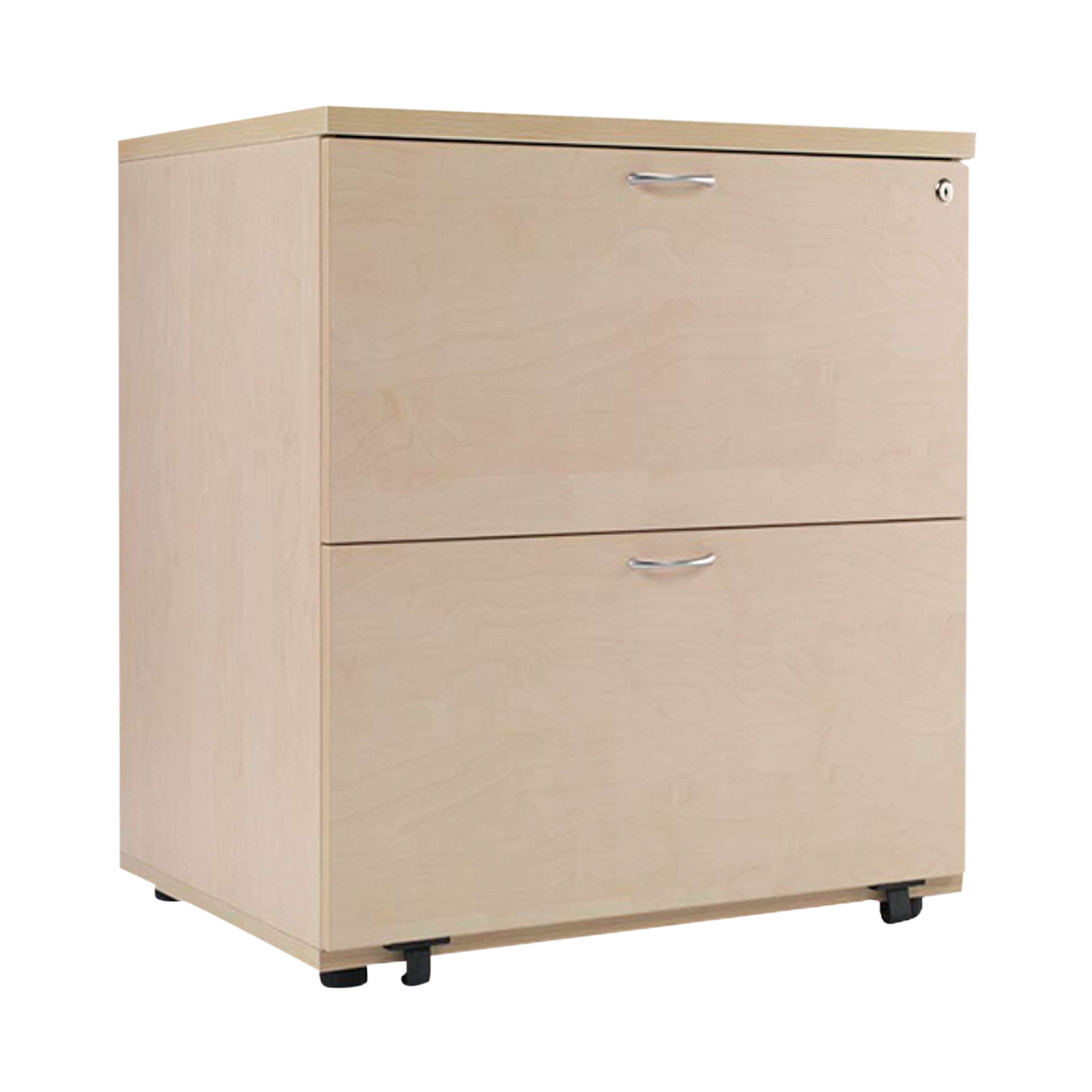 Jemini 2 Drawer Desk Side Filing Cabinet 800x600x730mm Maple Kf72418