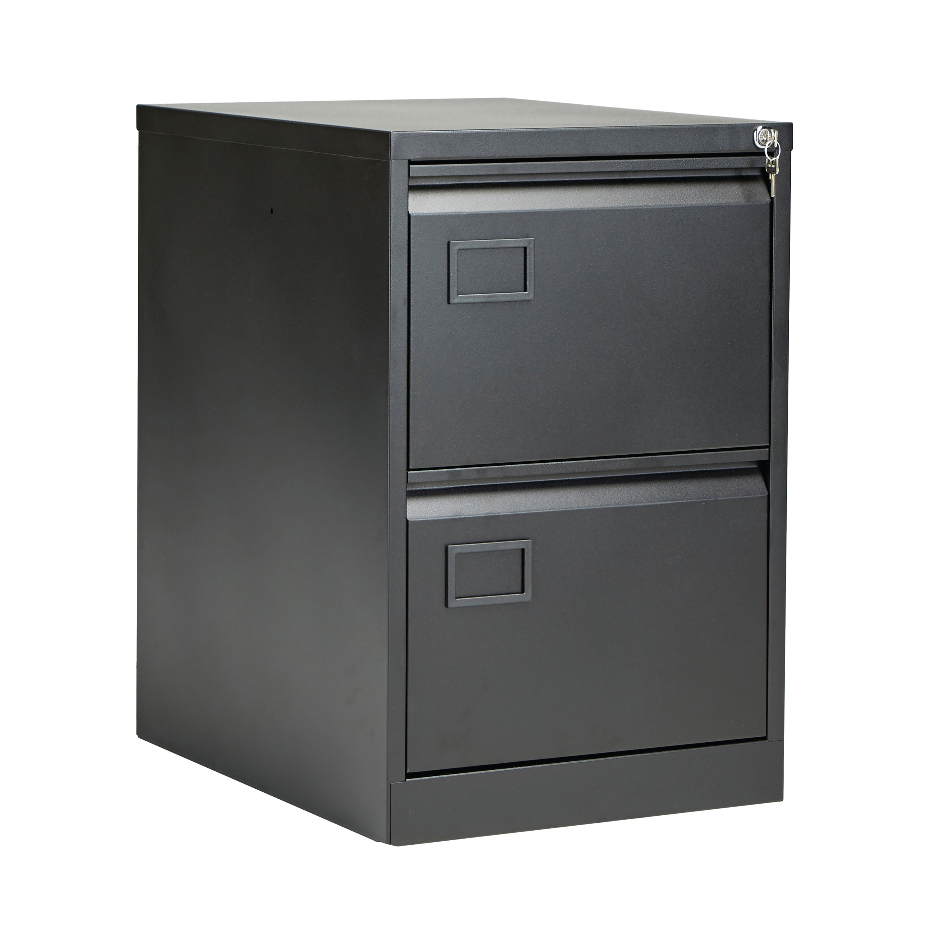 Jemini 2 Drawer Filing Cabinet Lockable 470x622x711mm Black Kf72585