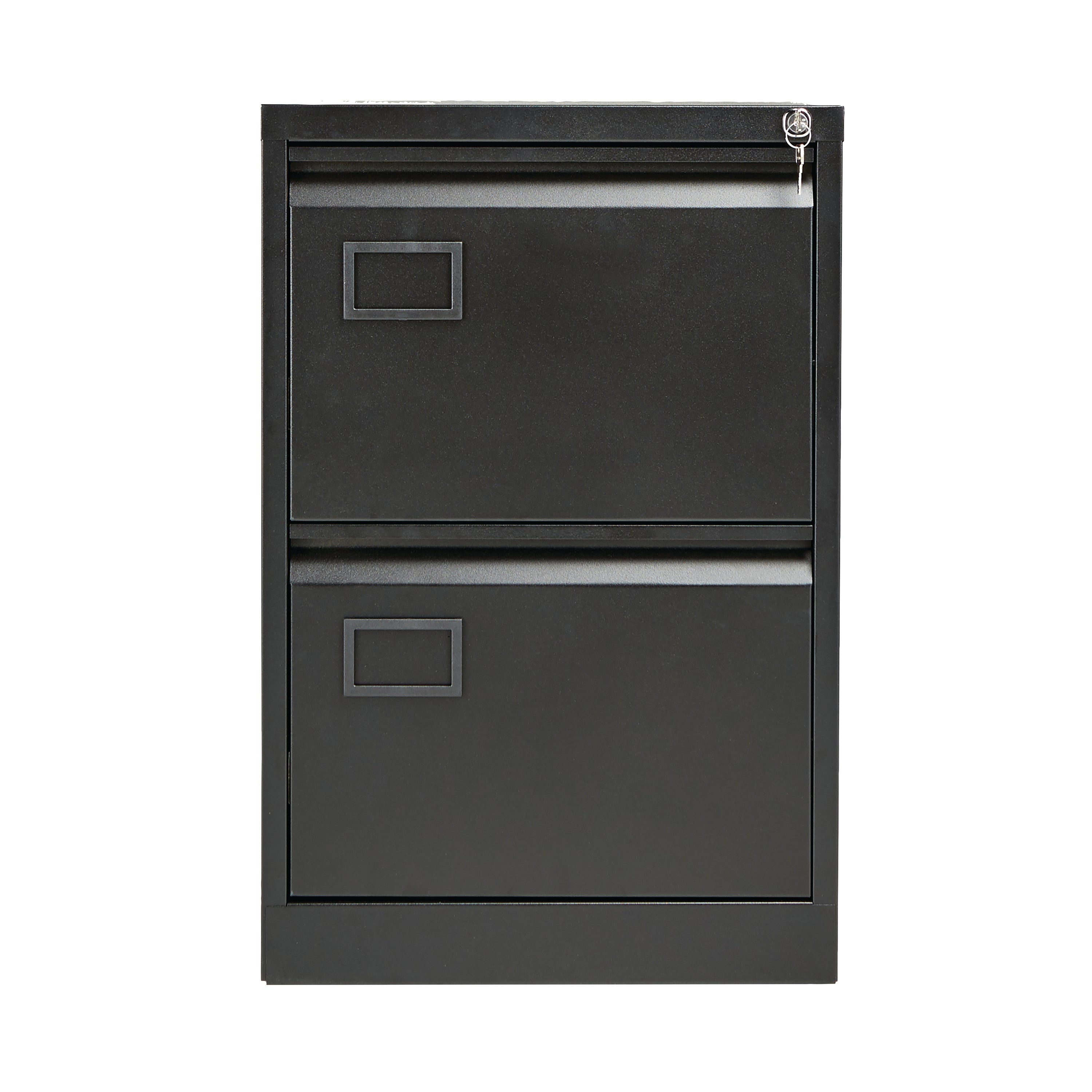 Jemini 2 Drawer Filing Cabinet Lockable 470x622x711mm Black Kf72585