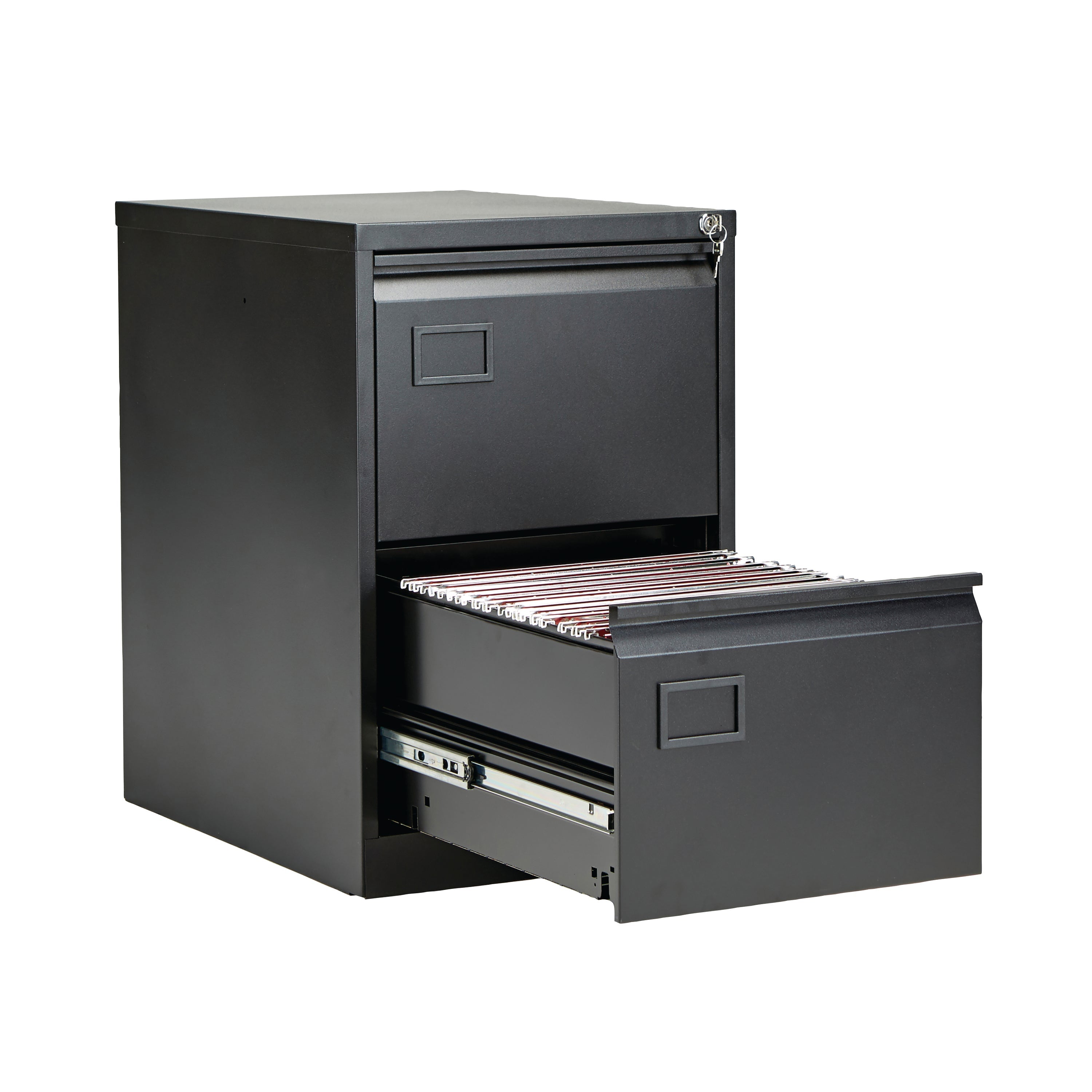 Jemini 2 Drawer Filing Cabinet Lockable 470x622x711mm Black Kf72585