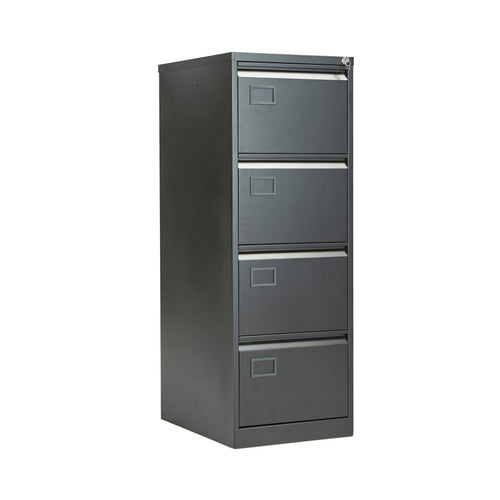 Jemini 4 Drawer Filing Cabinet Lockable 470x622x1321mm Black Kf72587