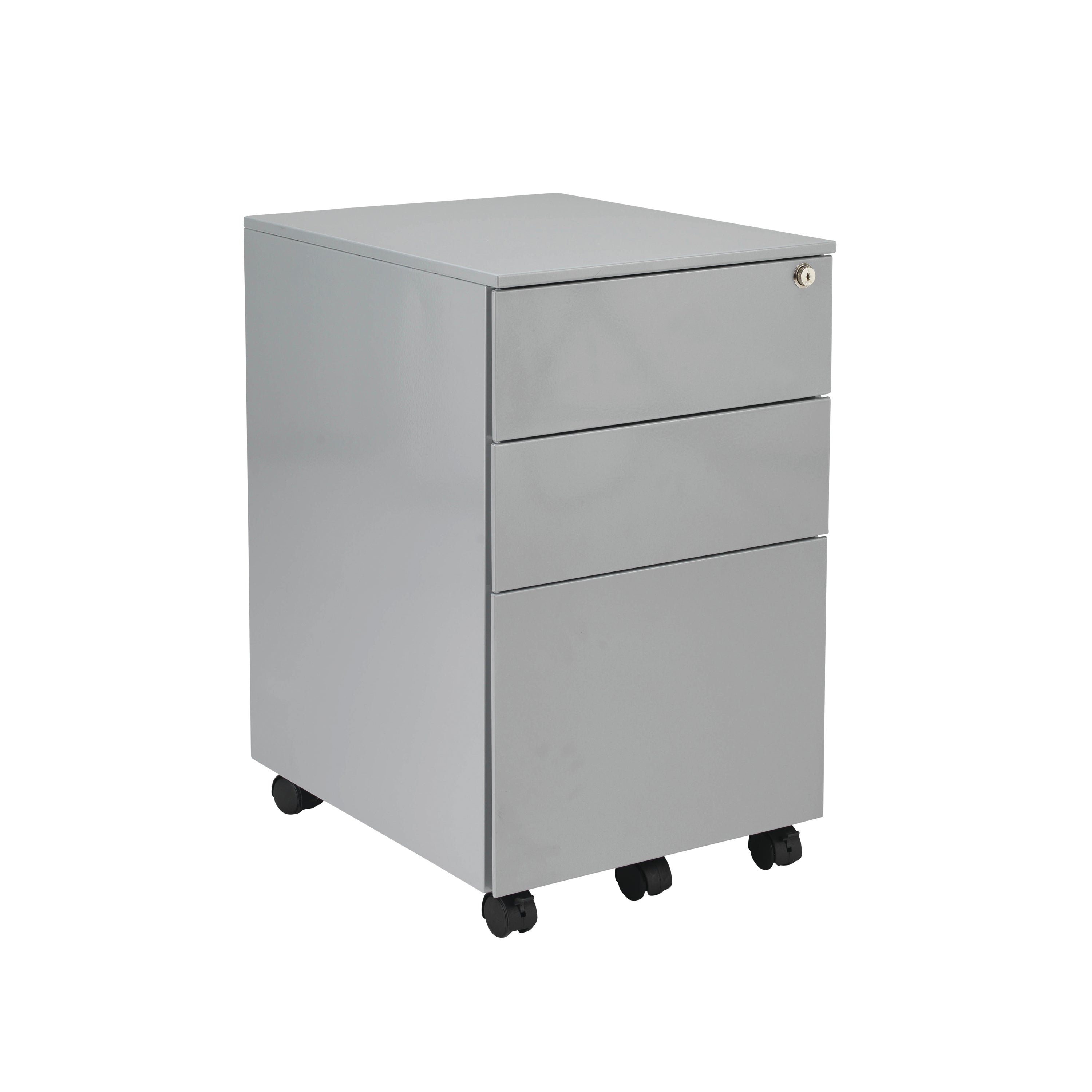 Jemini 3 Drawer Mobile Pedestal Steel 380x470x615mm Silver Kf74155