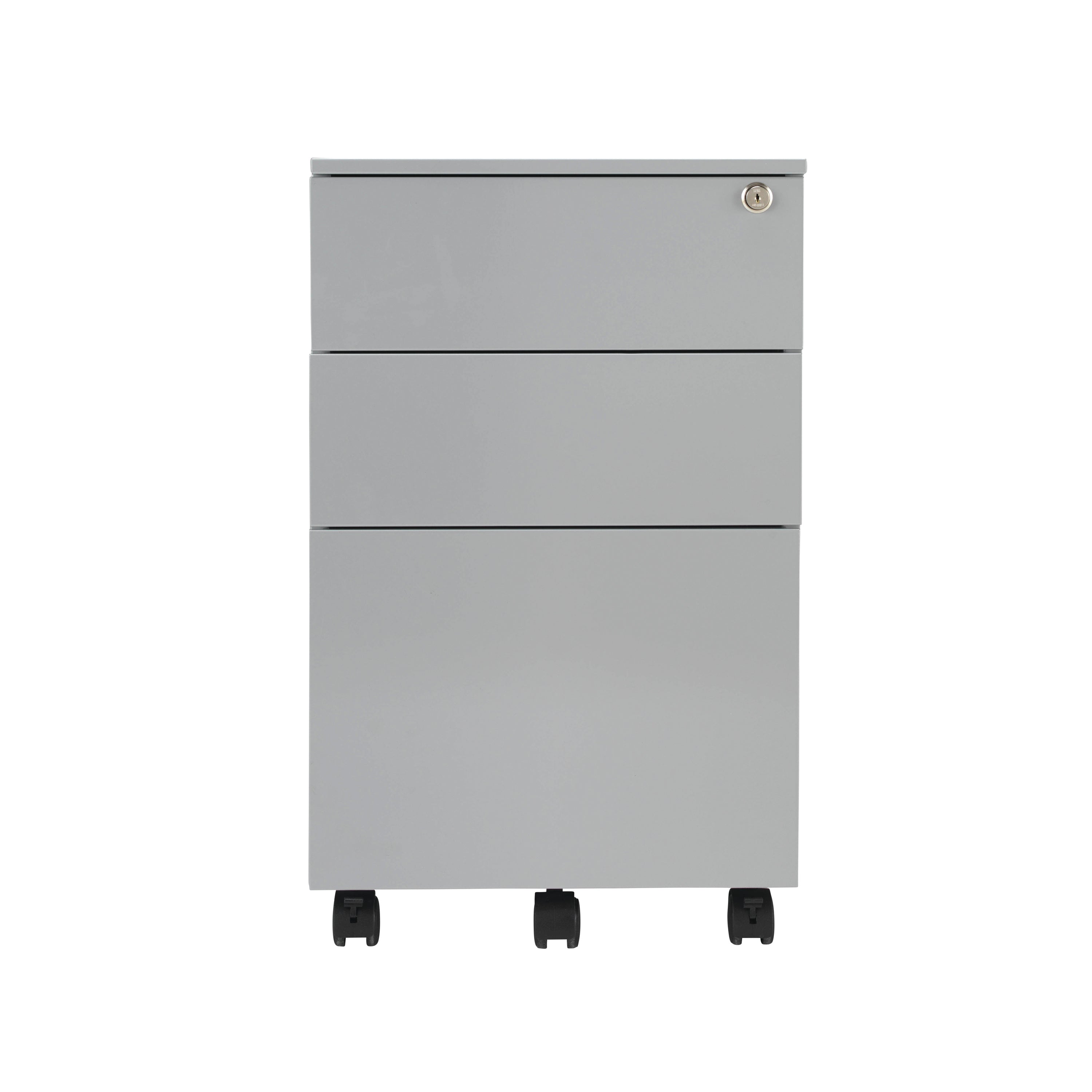 Jemini 3 Drawer Mobile Pedestal Steel 380x470x615mm Silver Kf74155