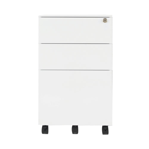Jemini 3 Drawer Mobile Pedestal Steel 380x470x615mm White Kf74156
