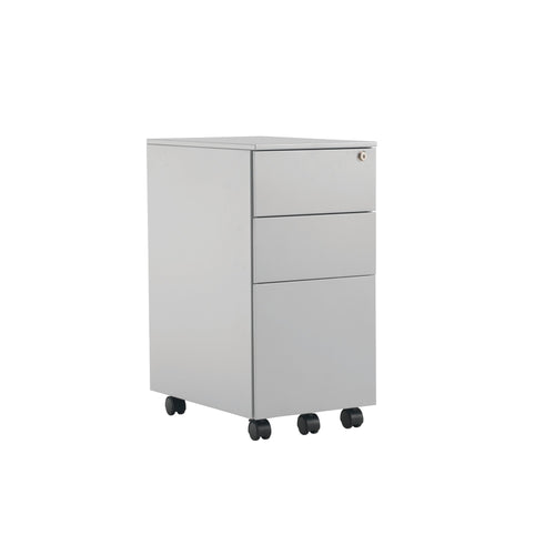 Jemini 3 Drawer Mobile Pedestal Slimline Steel 300x470x615mm Silver Kf74157