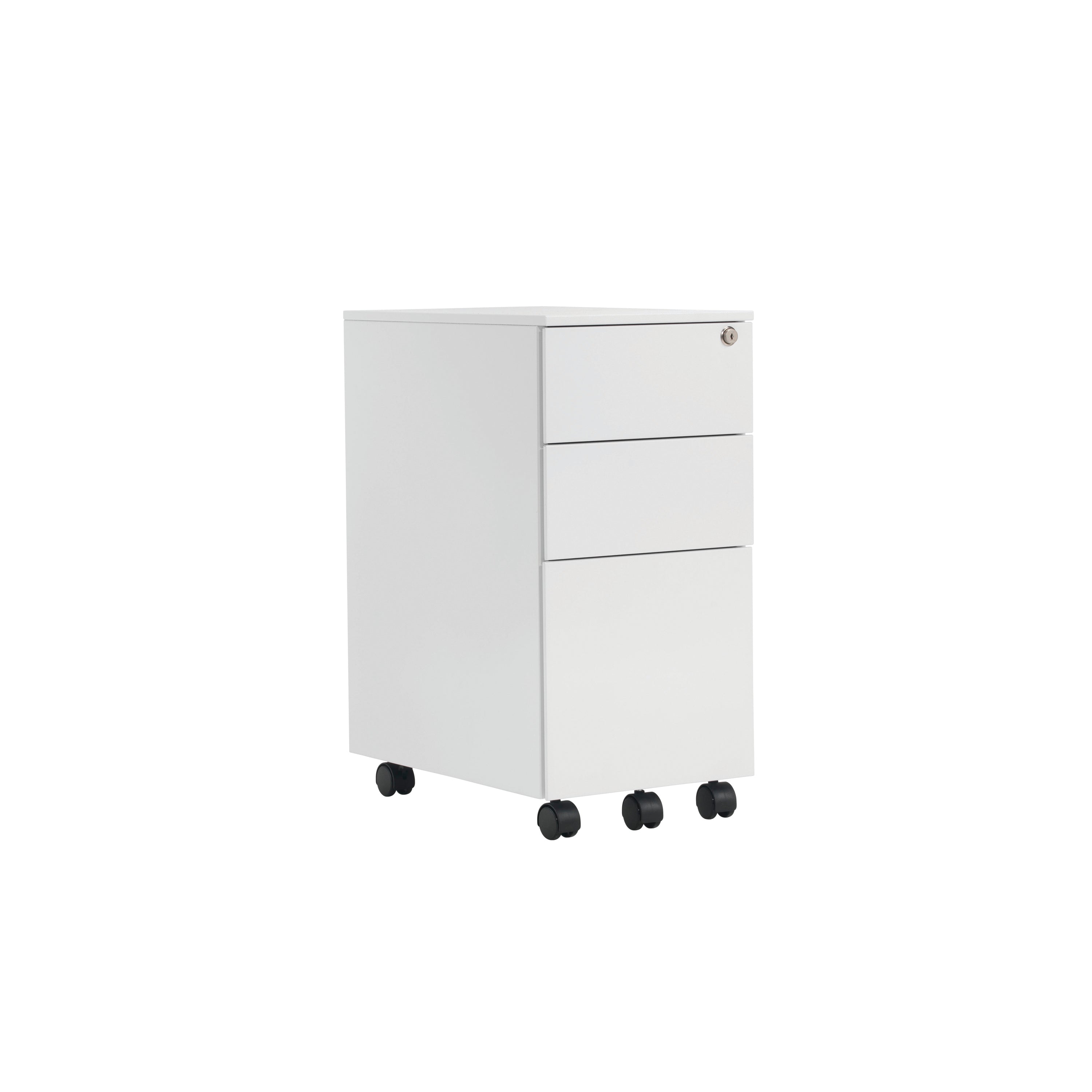 Jemini 3 Drawer Mobile Pedestal Slimline Steel 300x470x615mm White Kf74158