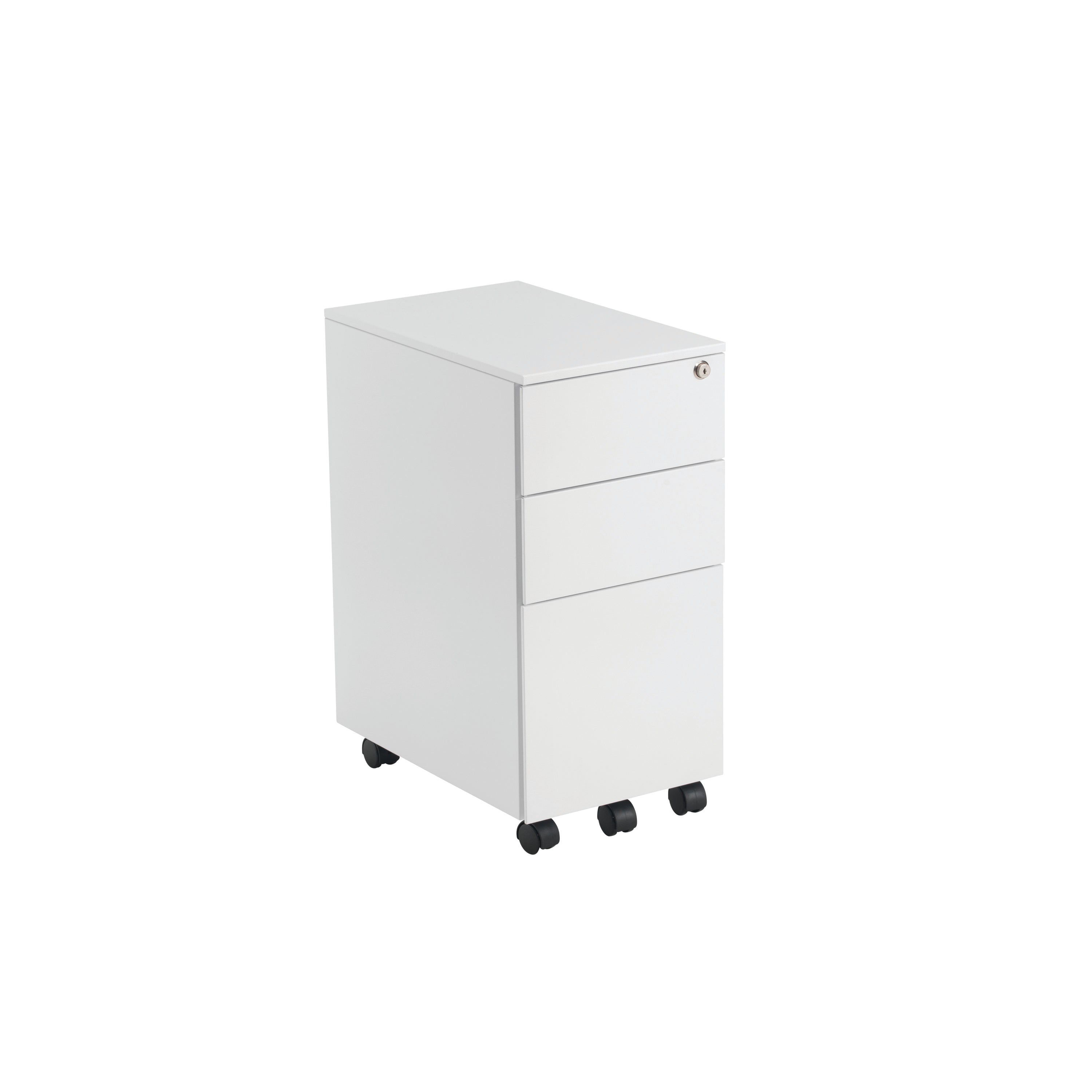 Jemini 3 Drawer Mobile Pedestal Slimline Steel 300x470x615mm White Kf74158