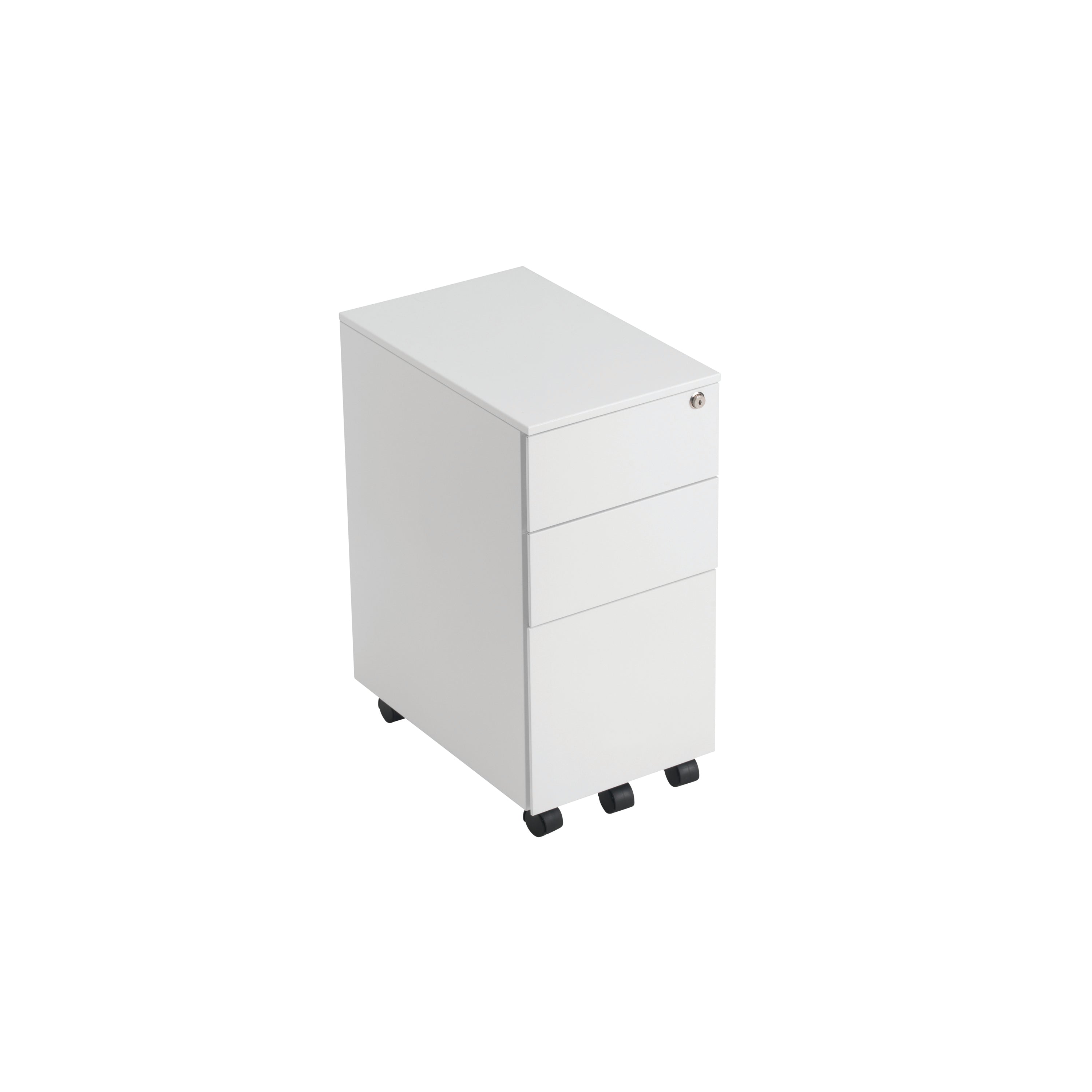 Jemini 3 Drawer Mobile Pedestal Slimline Steel 300x470x615mm White Kf74158