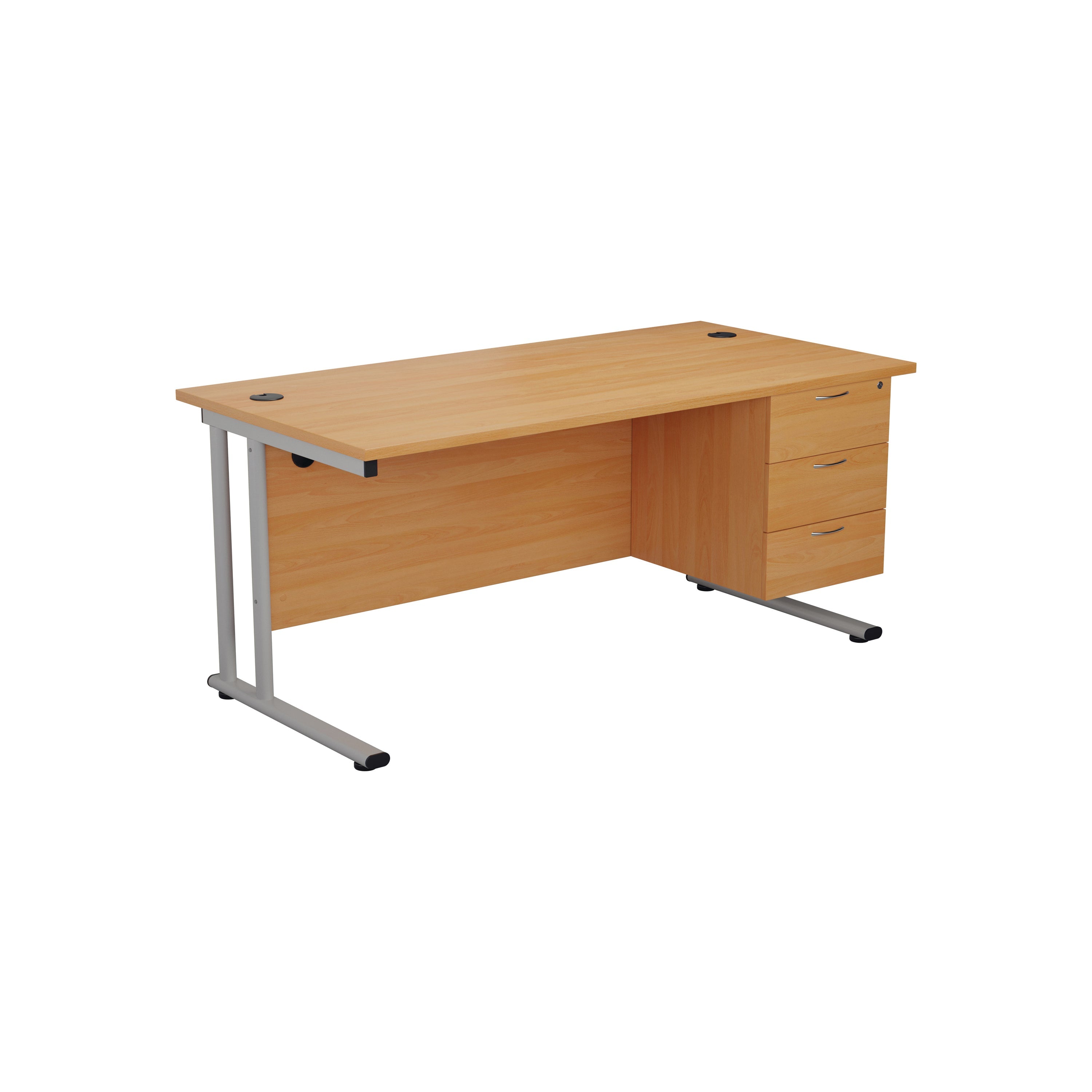 Jemini 3 Drawer Fixed Pedestal 400x655x495mm Grey Oak Kf74419
