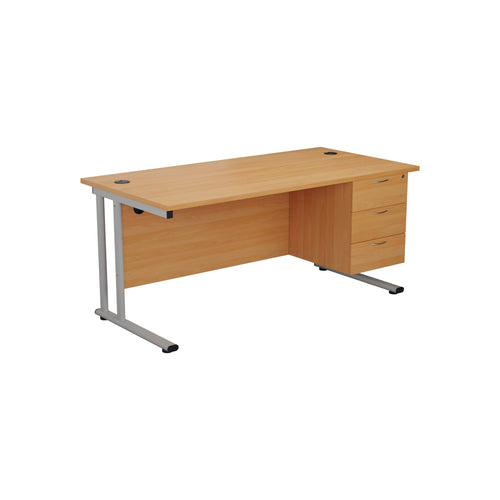 Jemini 3 Drawer Fixed Pedestal 400x655x495mm Grey Oak Kf74419