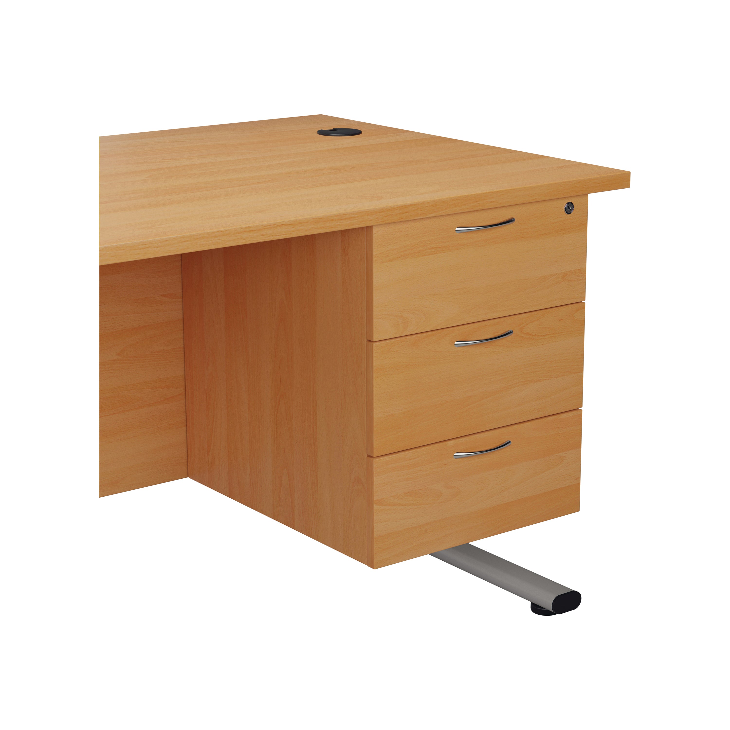 Jemini 3 Drawer Fixed Pedestal 400x655x495mm Grey Oak Kf74419