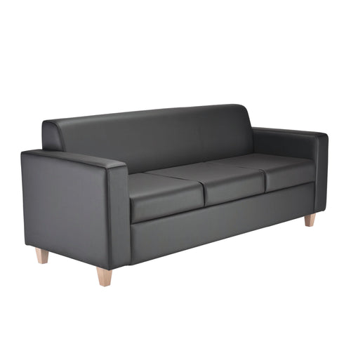Jemini Iceberg 3 Seater Sofa 1930x750x800mm Wooden Feet Polyurethane Black Kf78028