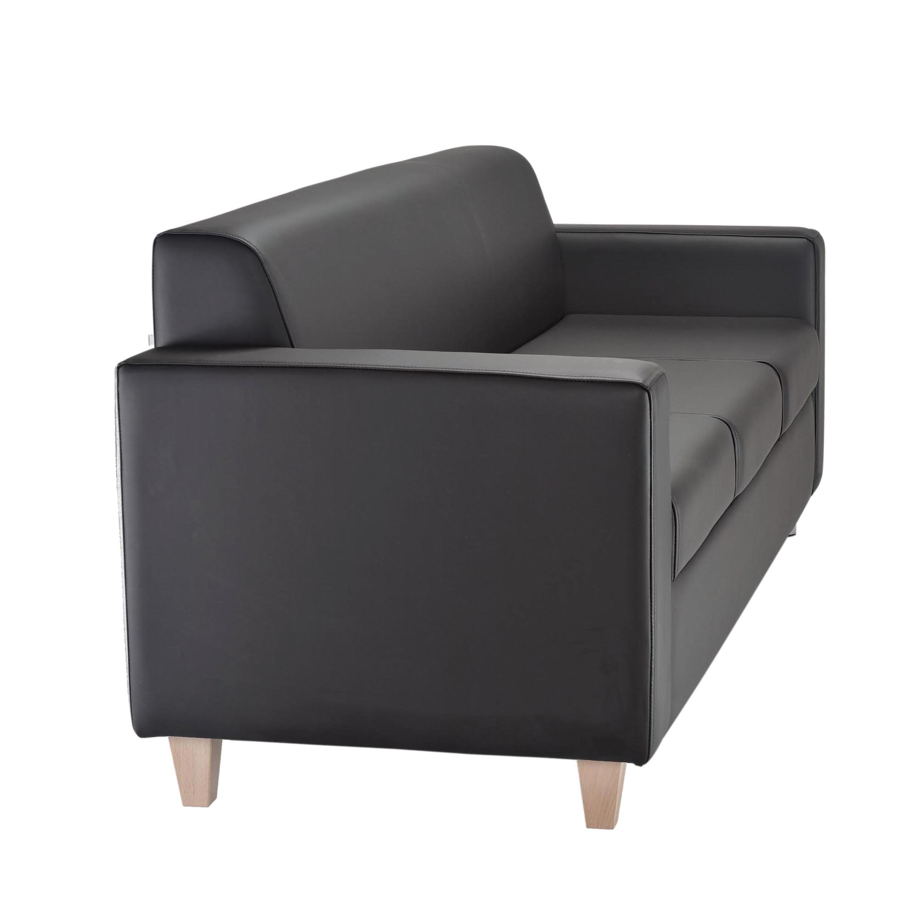 Jemini Iceberg 3 Seater Sofa 1930x750x800mm Wooden Feet Polyurethane Black Kf78028