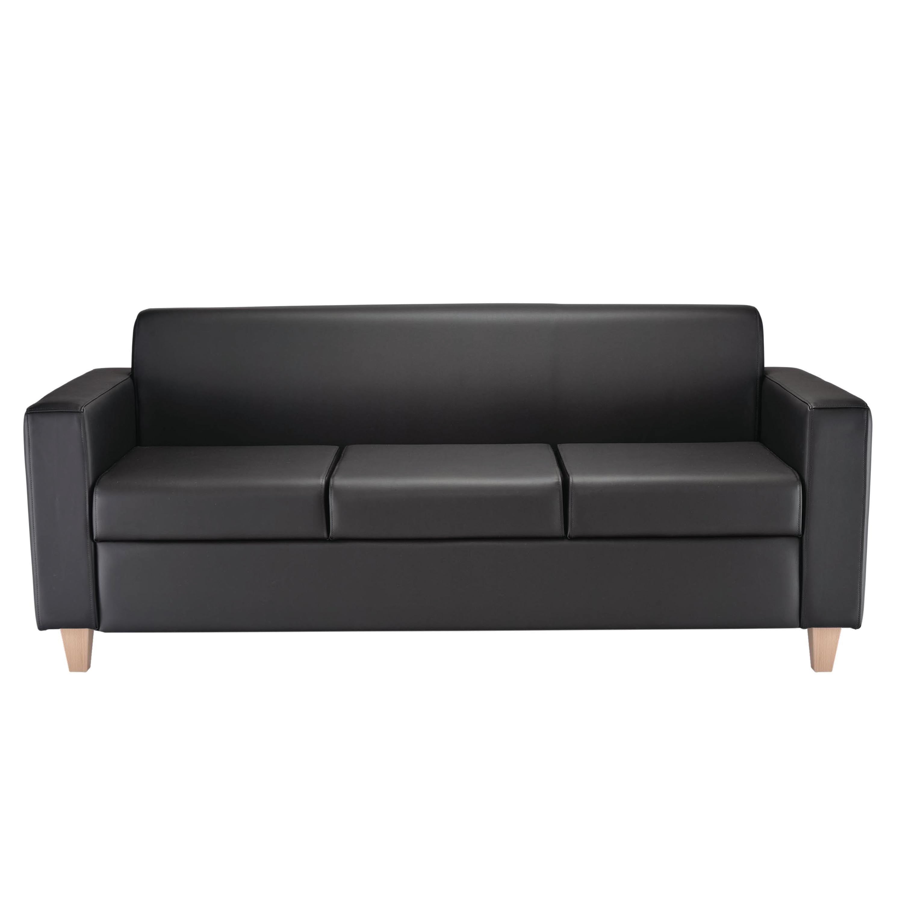 Jemini Iceberg 3 Seater Sofa 1930x750x800mm Wooden Feet Polyurethane Black Kf78028
