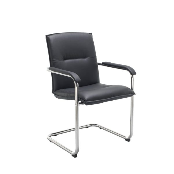Titan Stratus Tuscany Medium Back Visitor Chair Leather Look Black/chrome Kf78702