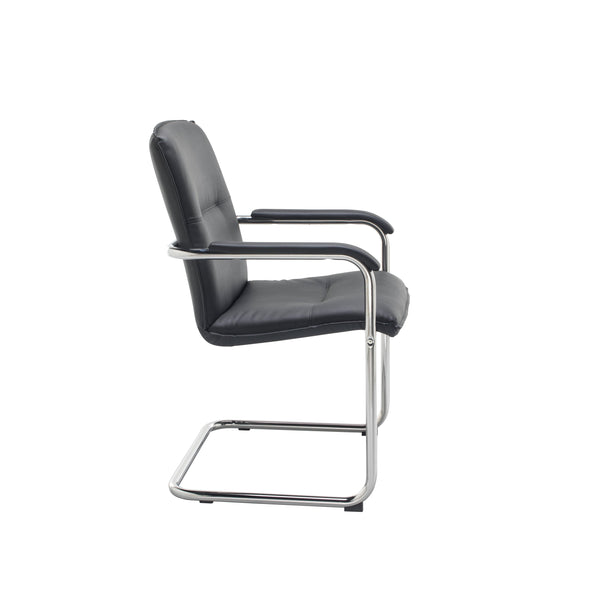 Titan Stratus Tuscany Medium Back Visitor Chair Leather Look Black/chrome Kf78702