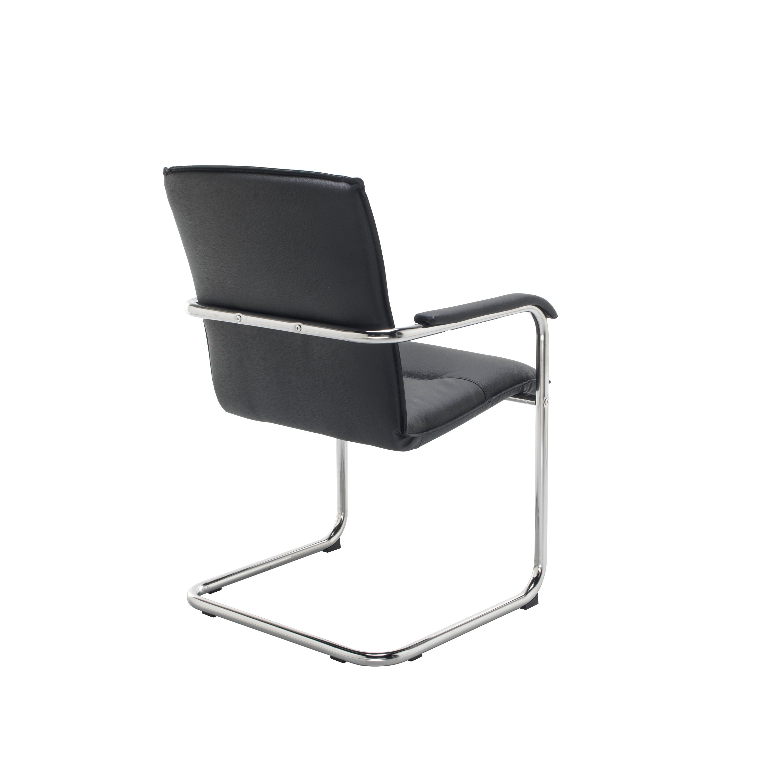Titan Stratus Tuscany Medium Back Visitor Chair Leather Look Black/chrome Kf78702