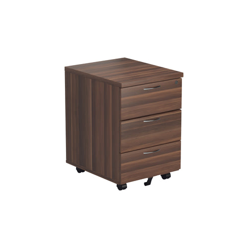 Jemini 3 Drawer Mobile Pedestal 400x500x595mm Walnut Kf78944
