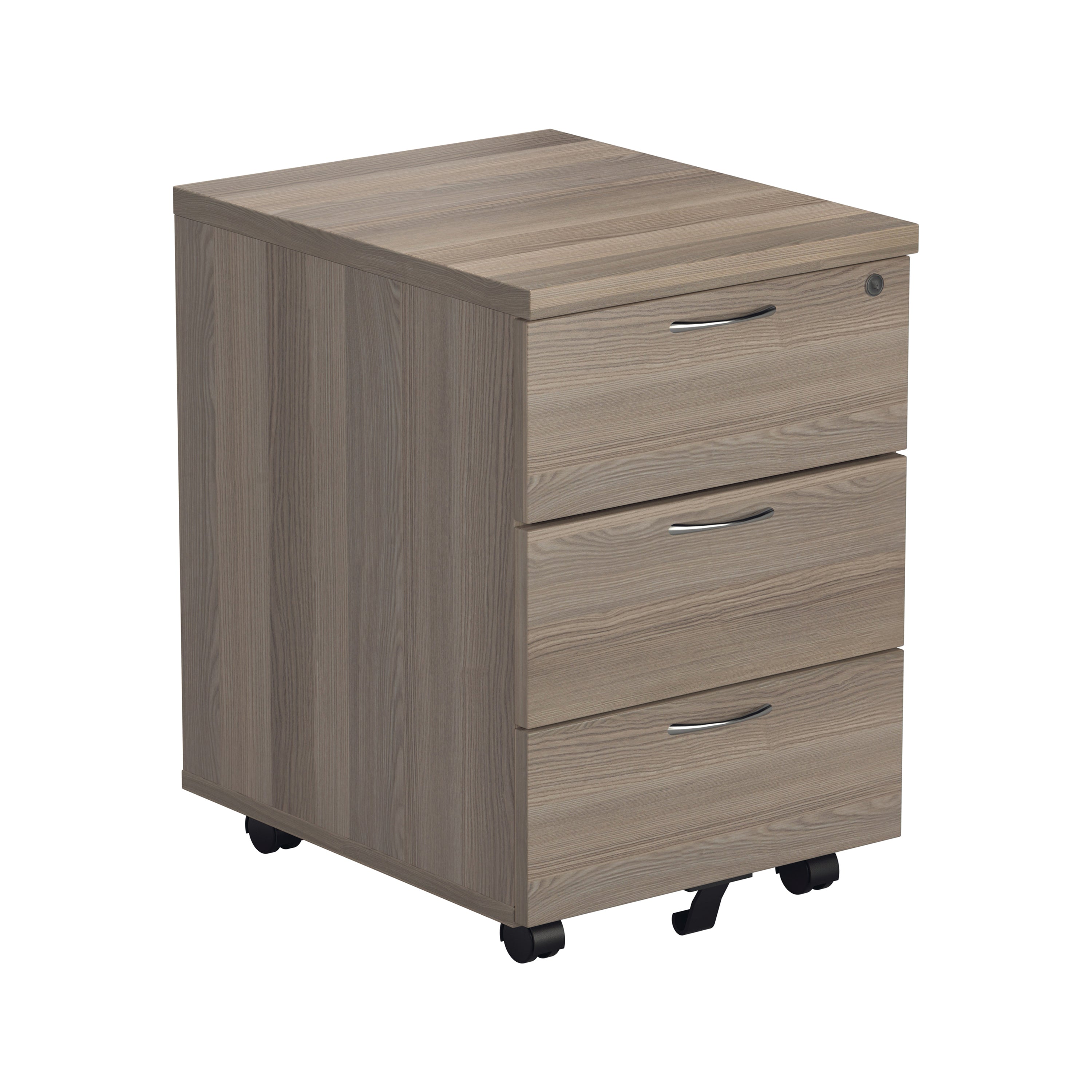 Jemini 3 Drawer Mobile Pedestal 400x500x595mm Grey Oak Kf78945