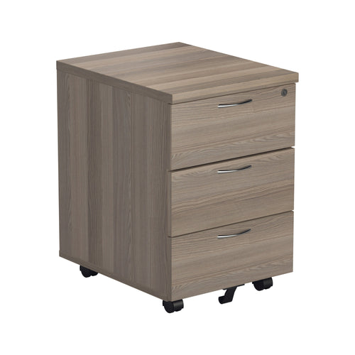 Jemini 3 Drawer Mobile Pedestal 400x500x595mm Grey Oak Kf78945