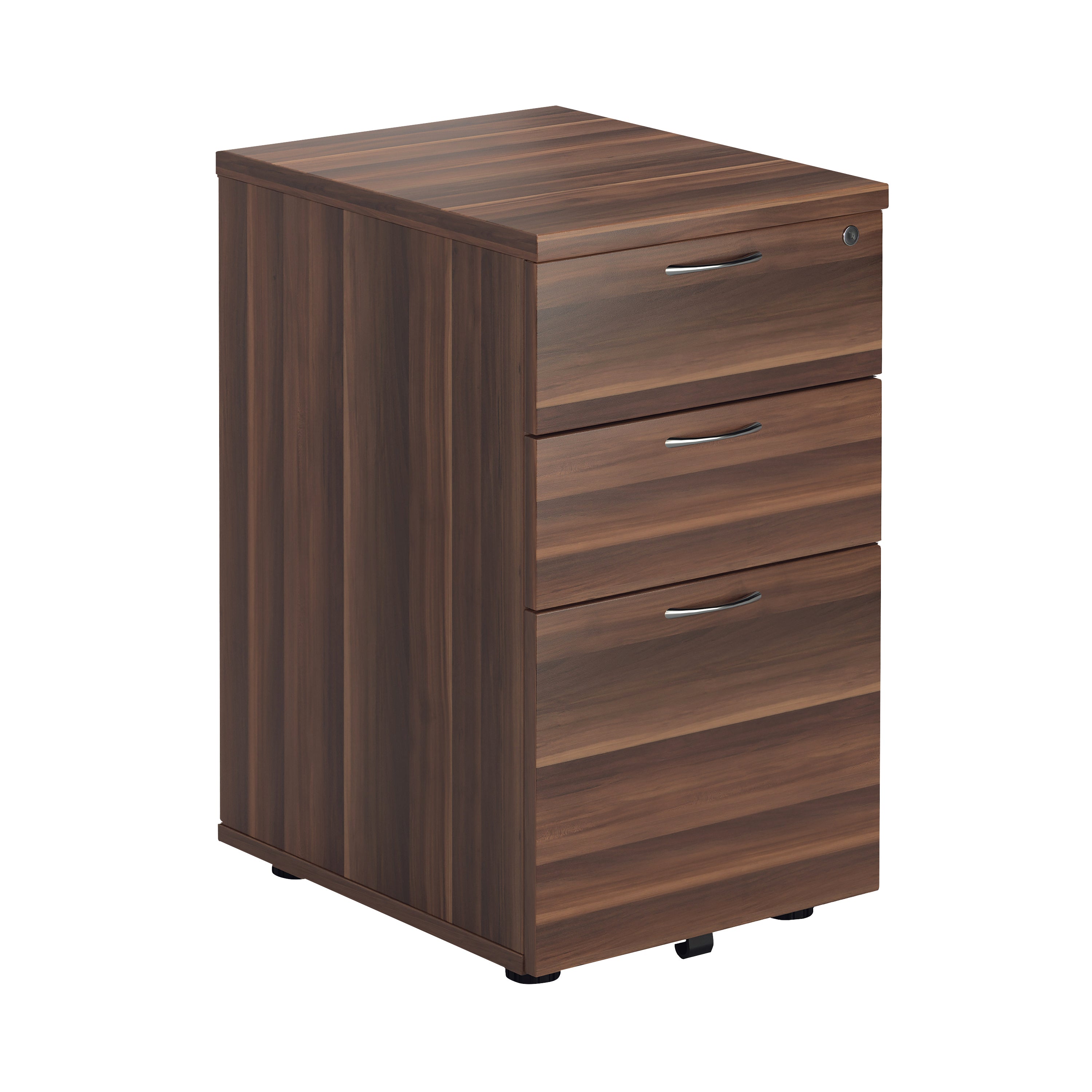 Jemini 3 Drawer Tall Mobile Pedestal 404x500x690mm Walnut Kf78946
