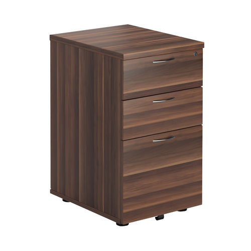 Jemini 3 Drawer Tall Mobile Pedestal 404x500x690mm Walnut Kf78946