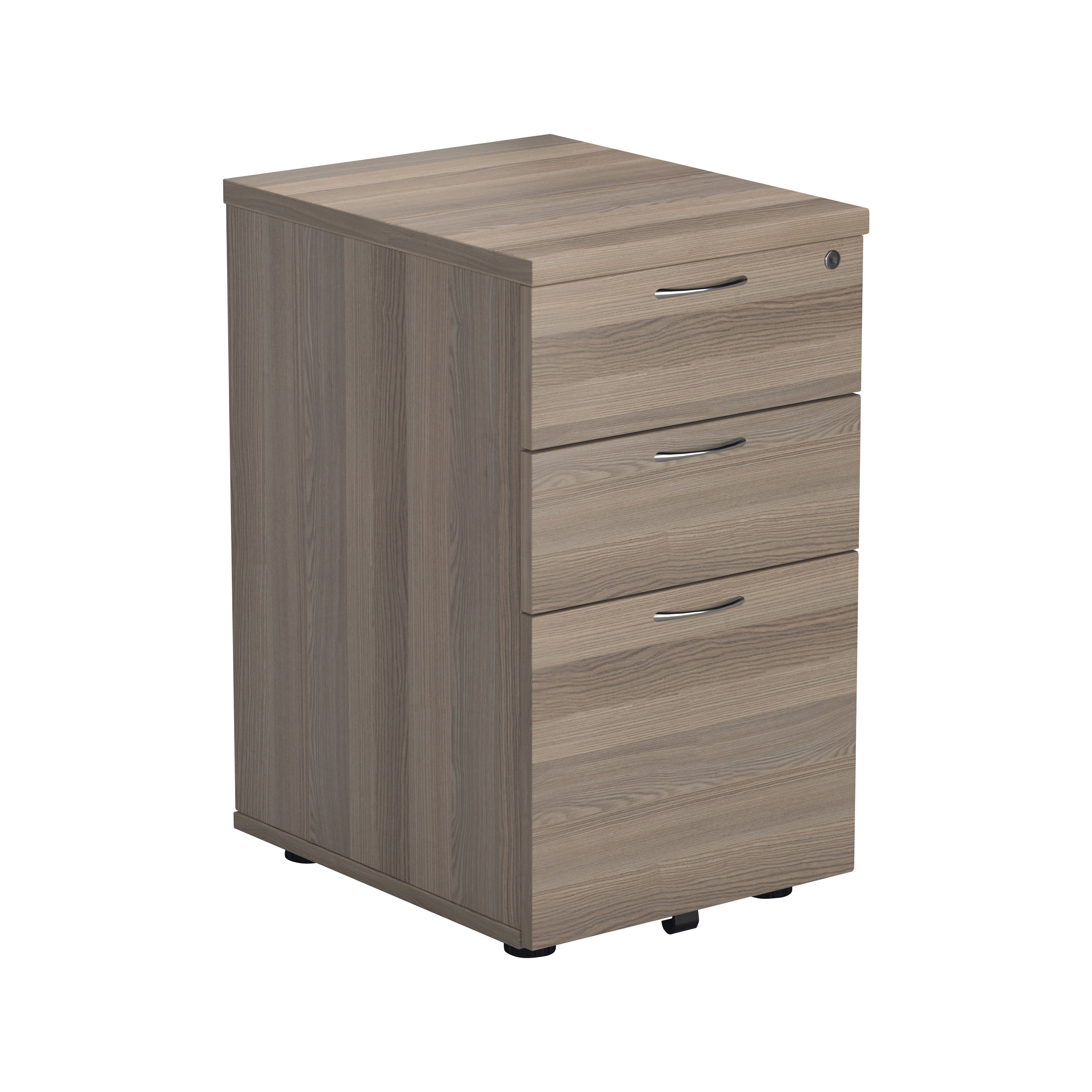 Jemini 3 Drawer Tall Mobile Pedestal 404x500x690mm Grey Oak Kf78947