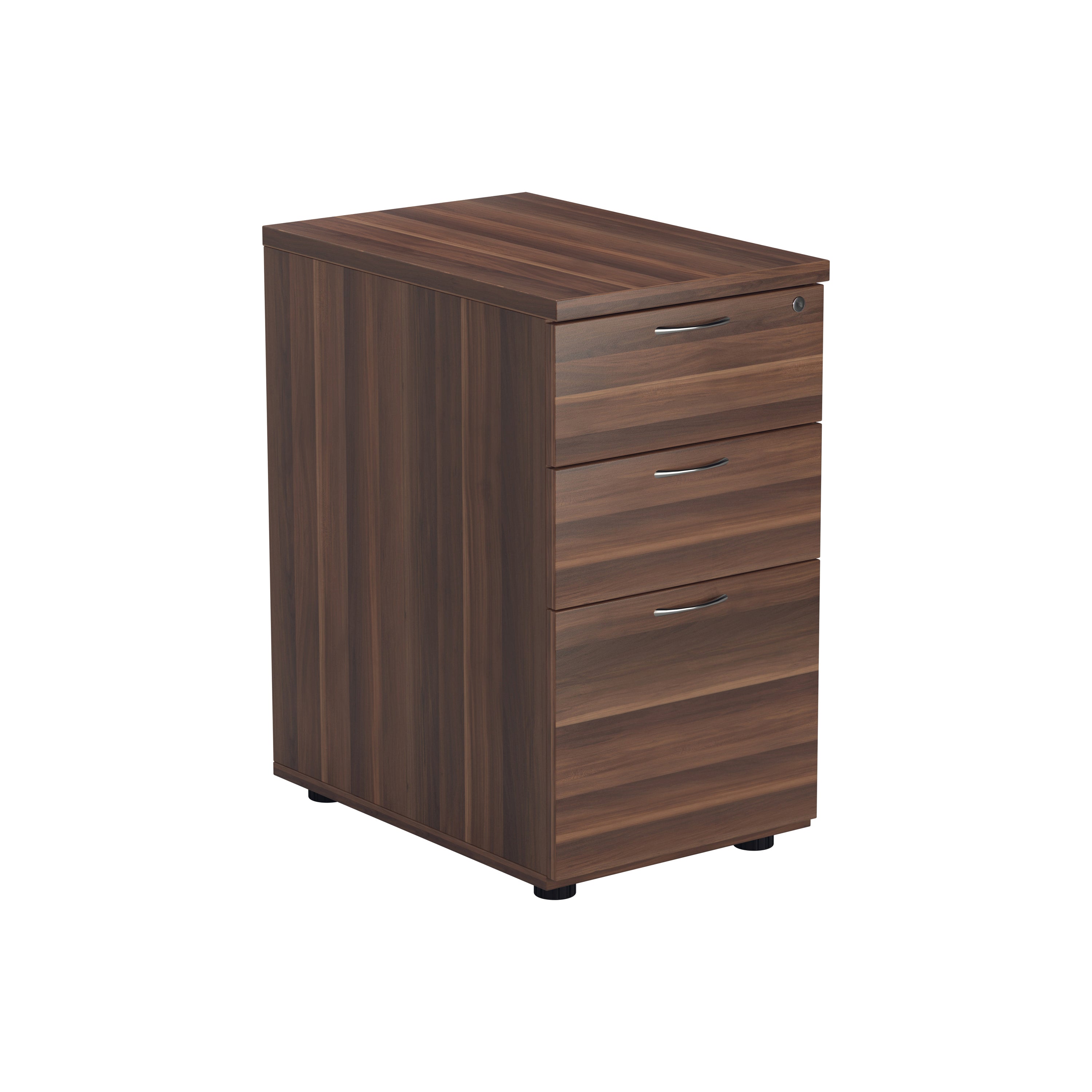 Jemini 3 Drawer Desk High Pedestal 404x600x730mm Walnut Kf78948
