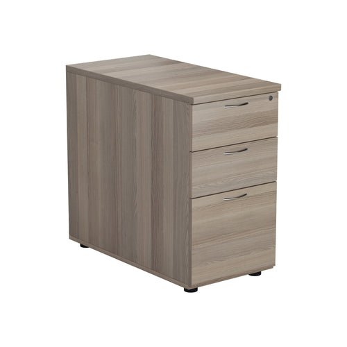 Jemini 3 Drawer Desk High Pedestal 404x800x730mm Grey Oak Kf78951