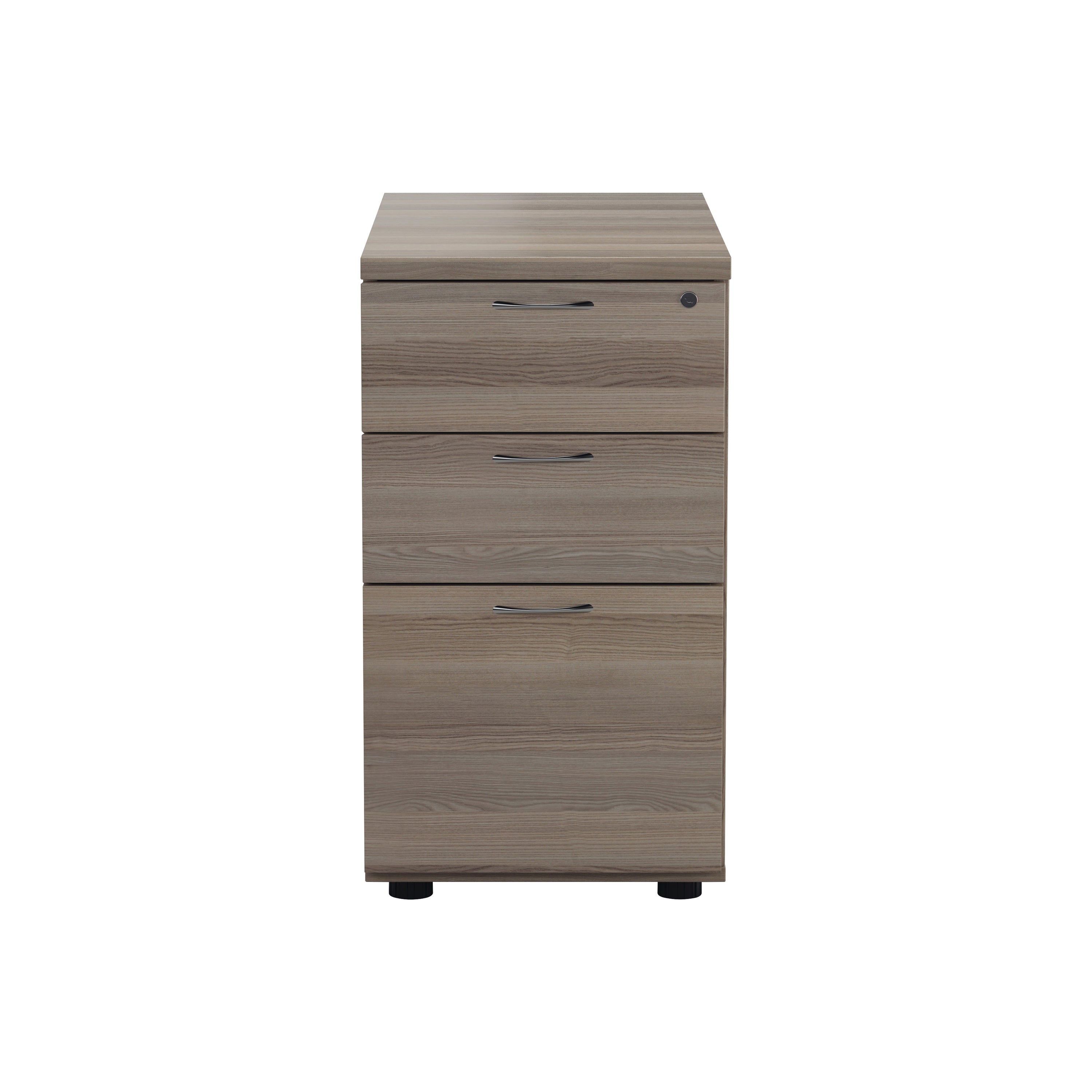 Jemini 3 Drawer Desk High Pedestal 404x800x730mm Grey Oak Kf78951