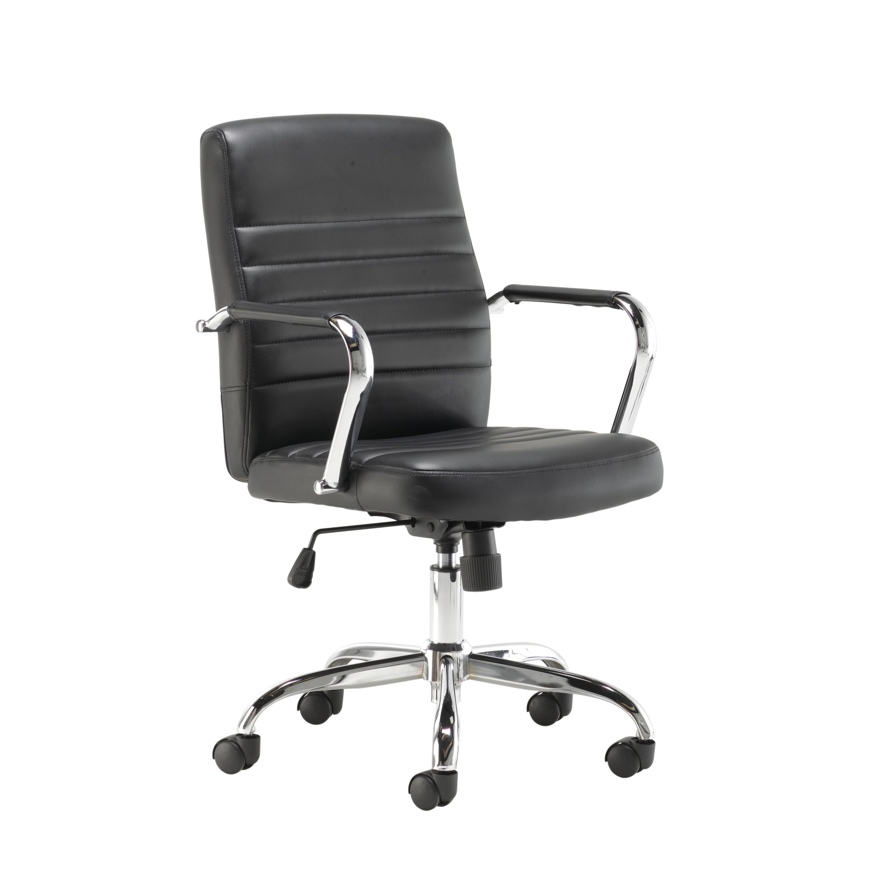 Jemini Amalfi Meeting Chair 630x630x885-980mm Leather Look Black Kf79135