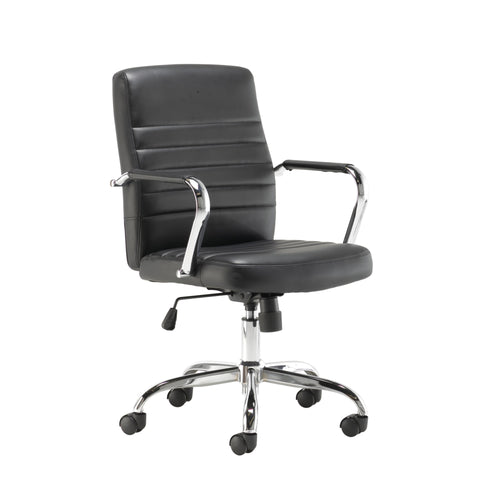Jemini Amalfi Meeting Chair 630x630x885-980mm Leather Look Black Kf79135