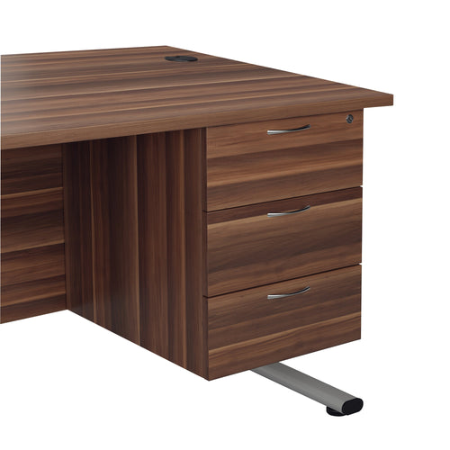 Jemini 3 Drawer Fixed Pedestal 400x500x495mm Dark Walnut Kf79867