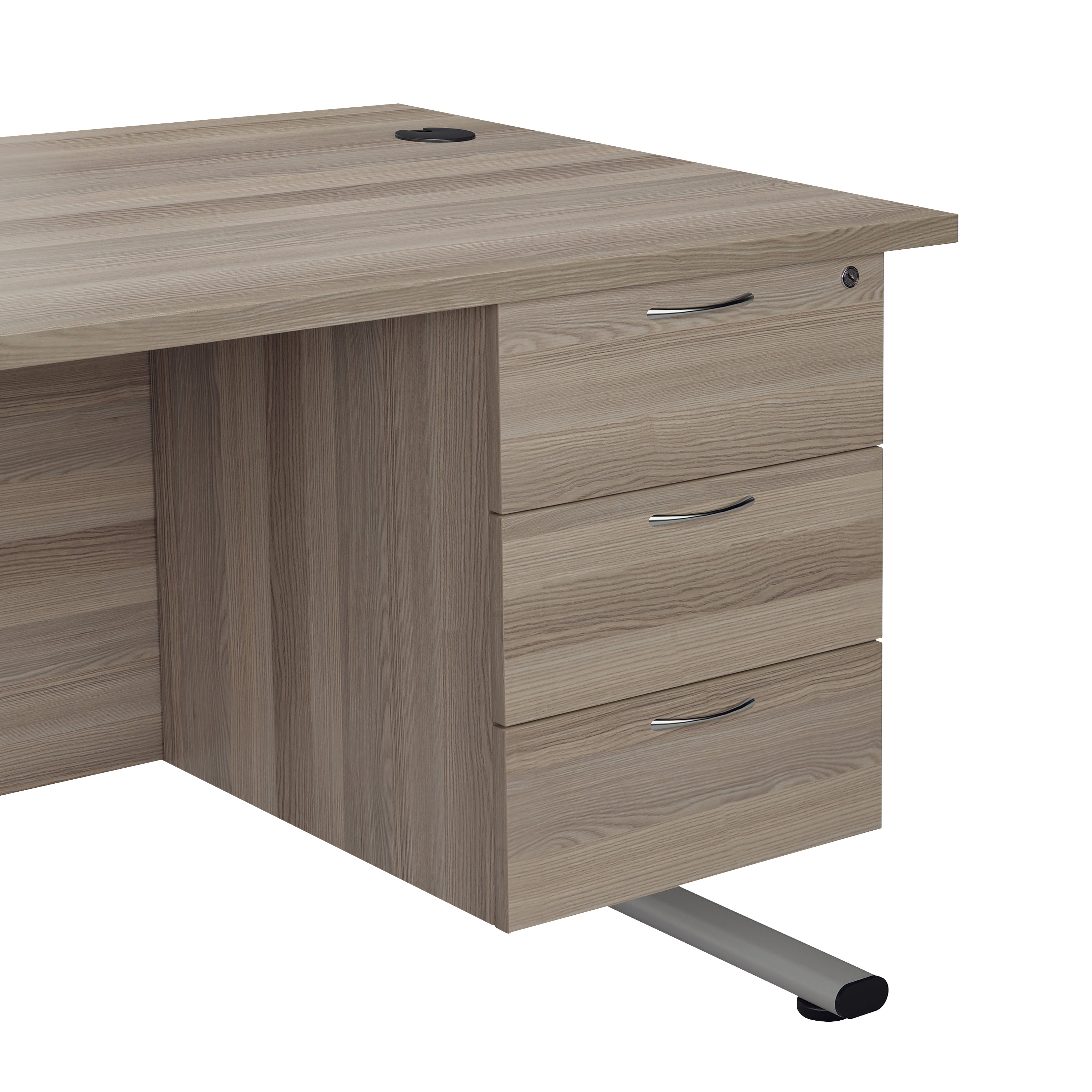 Jemini 3 Drawer Fixed Pedestal 400x500x495mm Grey Oak Kf79868