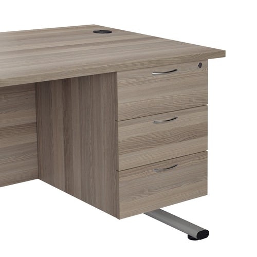 Jemini 3 Drawer Fixed Pedestal 400x500x495mm Grey Oak Kf79868