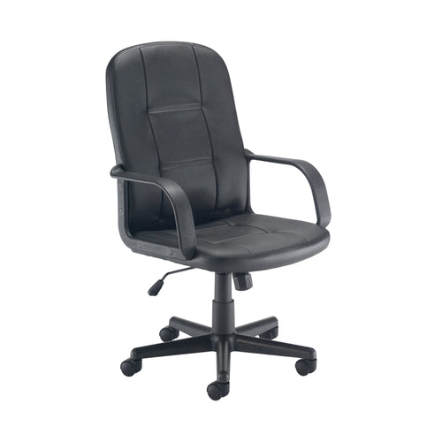 Jemini Jack 2 Executive Swivel Chair With Fixed Arms 620x600x1020-1135mm Polyurethane Black Kf79887