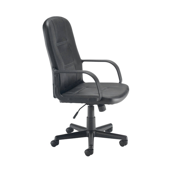 Jemini Jack 2 Executive Swivel Chair With Fixed Arms 620x600x1020-1135mm Polyurethane Black Kf79887