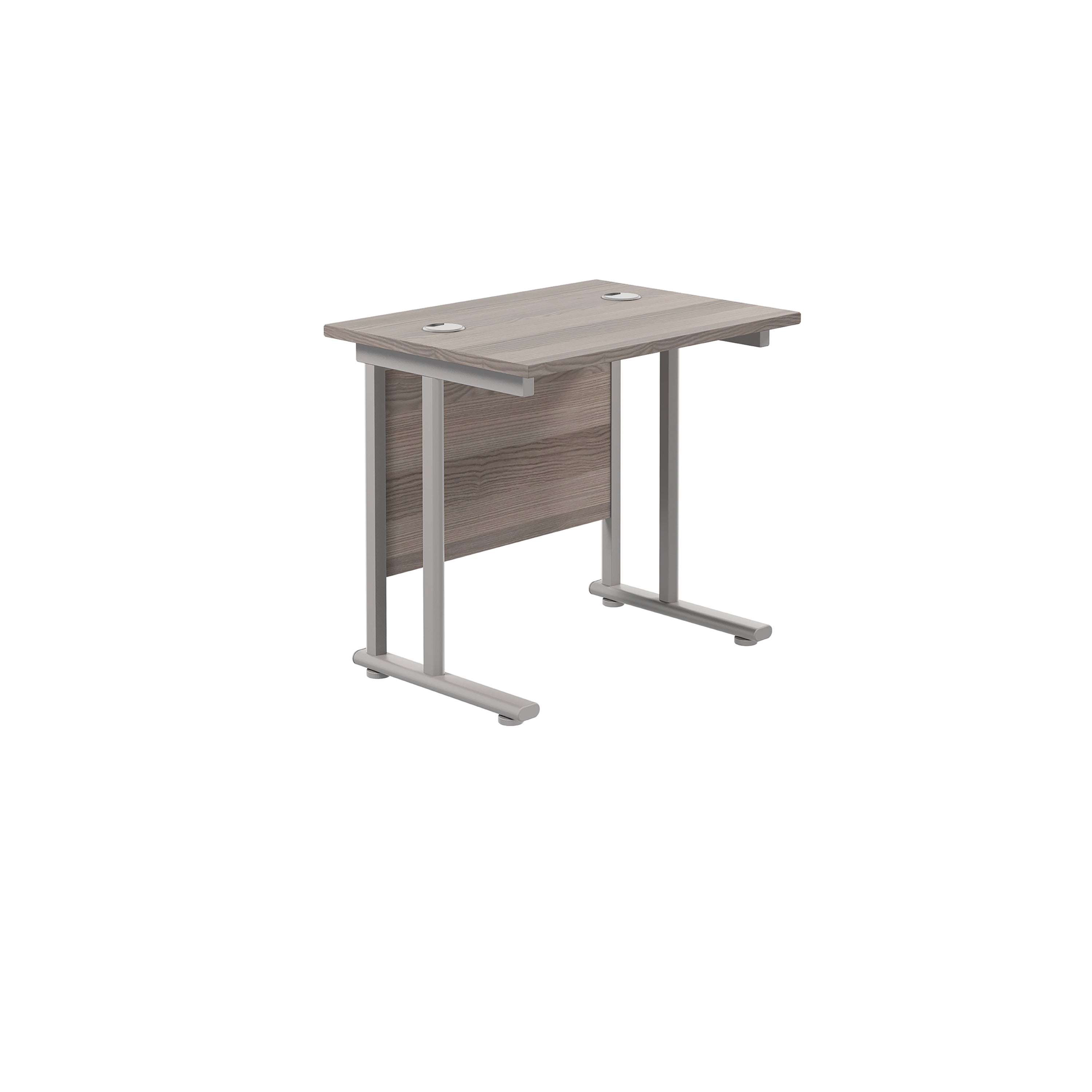 Jemini Double Upright Rectangular Desk 800x600x730mm Grey Oak/silver Kf806097