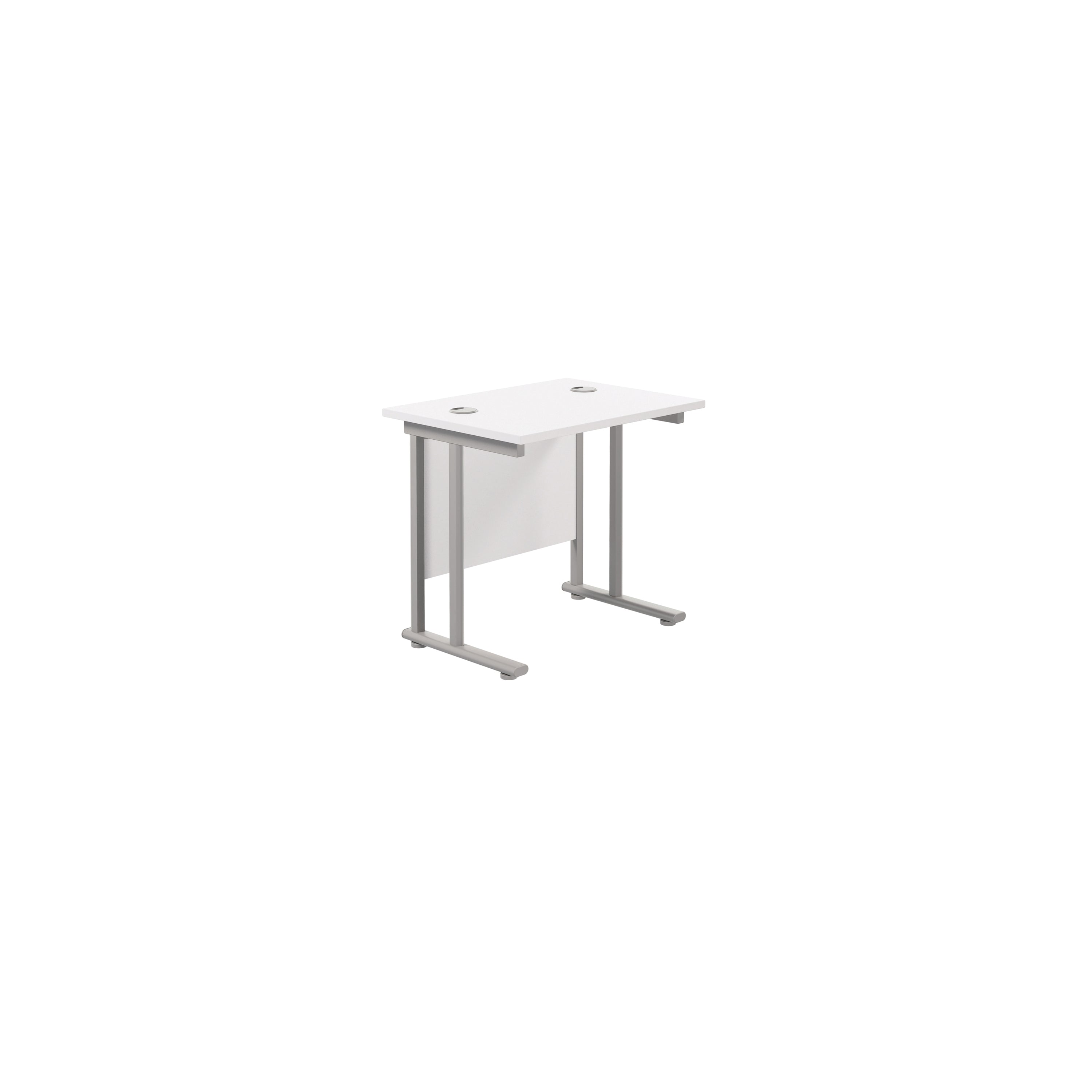 Jemini Double Upright Rectangular Desk 800x600x730mm White/silver Kf806110