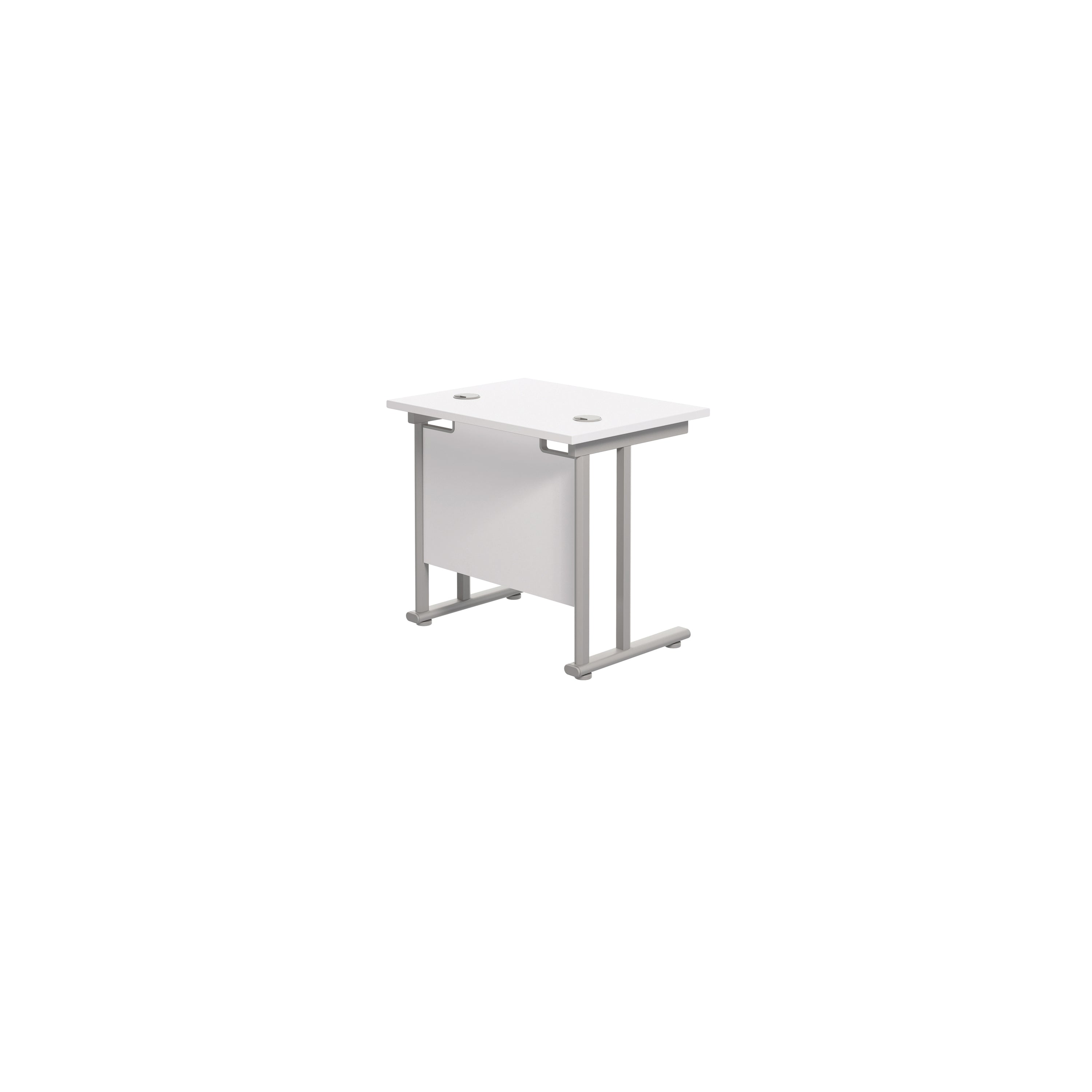 Jemini Double Upright Rectangular Desk 800x600x730mm White/silver Kf806110