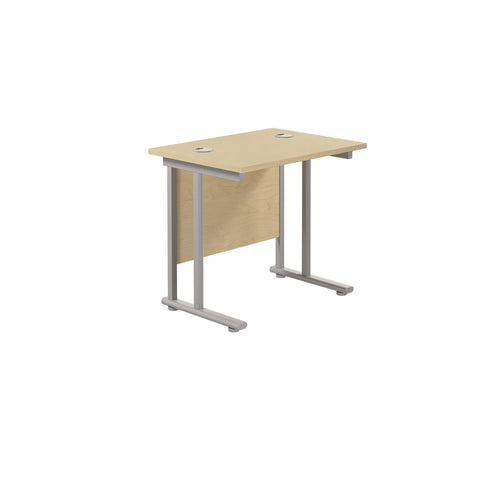Jemini Double Upright Rectangular Desk 800x600x730mm Maple/silver Kf806127