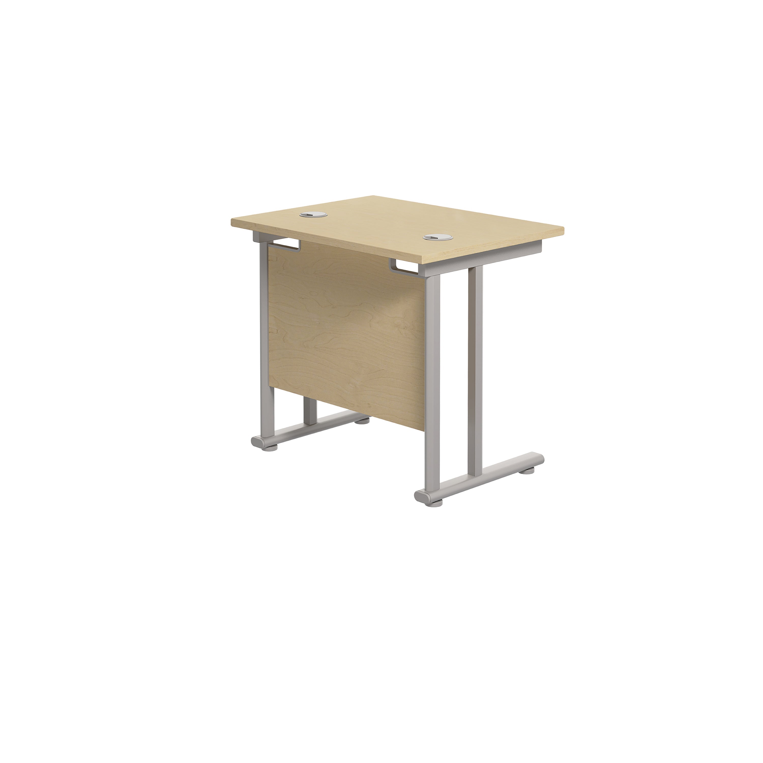 Jemini Double Upright Rectangular Desk 800x600x730mm Maple/silver Kf806127