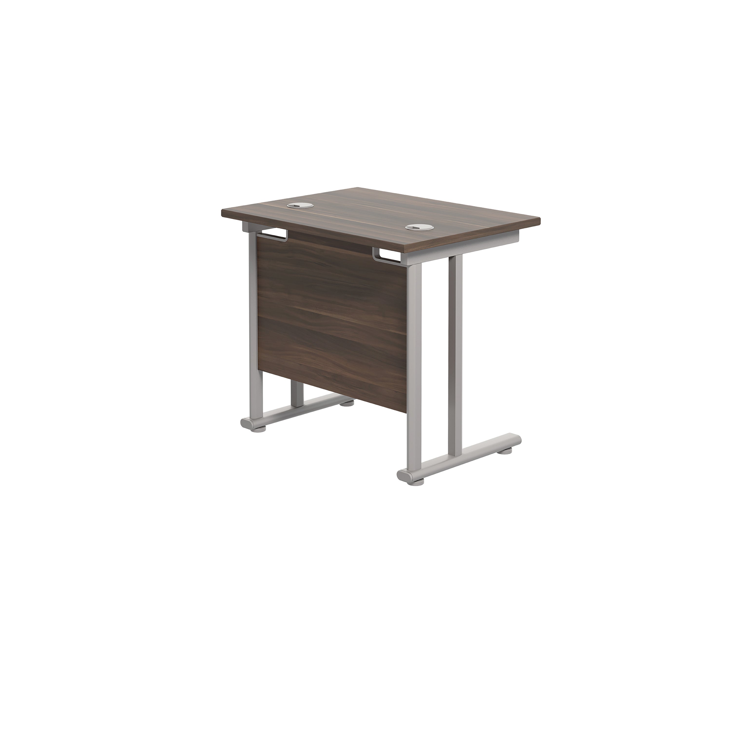 Jemini Double Upright Rectangular Desk 800x600x730mm Dark Walnut/silver Kf806134