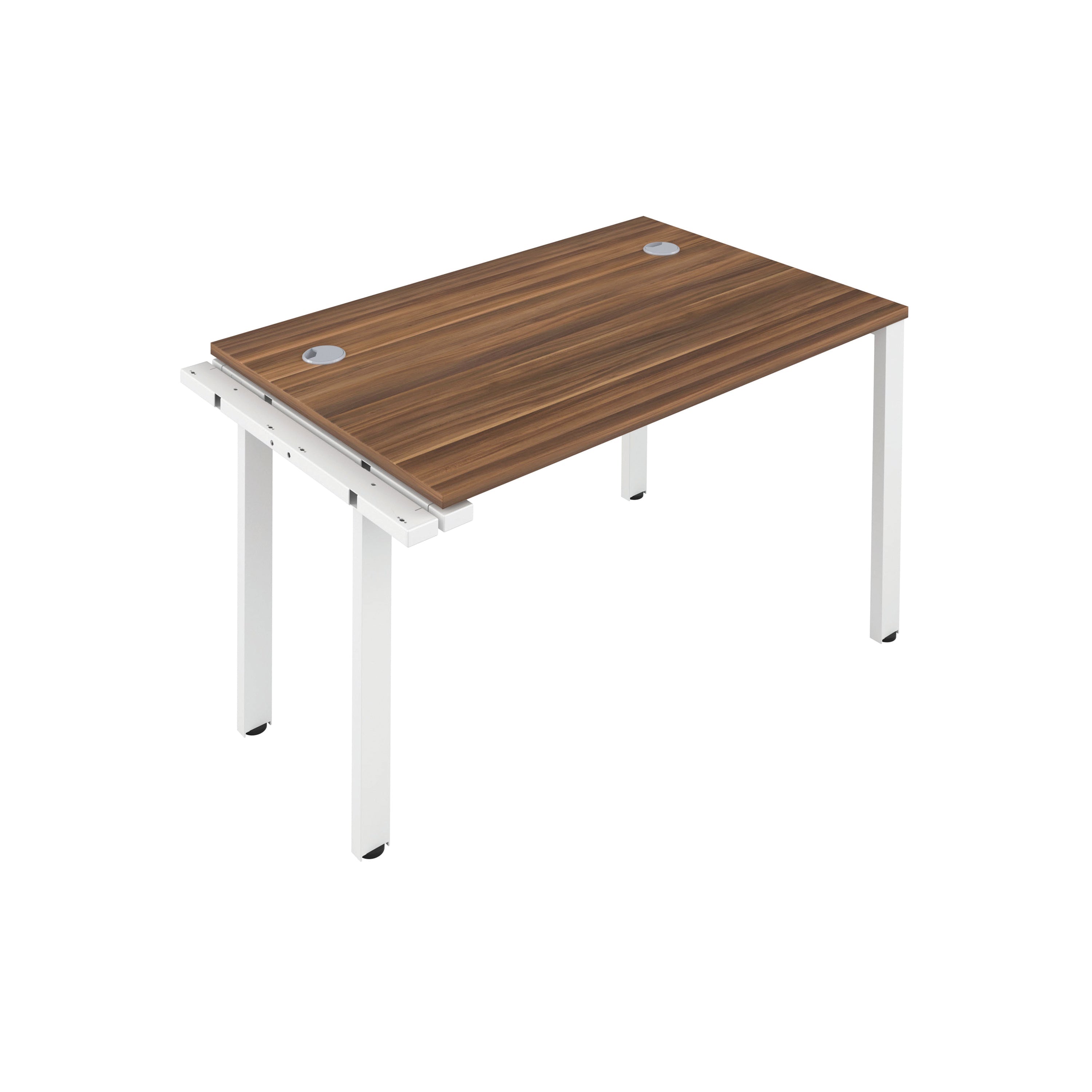 Jemini 1 Person Extension Bench Desk 1200x800x730mm Dark Walnut/white Kf808596