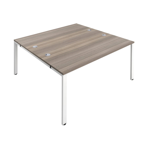 Jemini 2 Person Bench Desk 1200x1600x730mm Grey Oak/white Kf808671