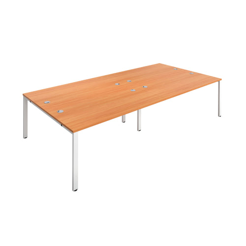 Jemini 4 Person Bench Desk 2400x1600x730mm Beech/white Kf808725
